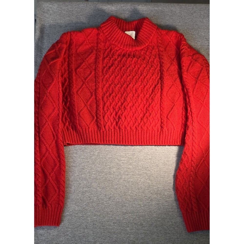Divided H&M Women's Red Knit Cropped Cardigan Sweater Size XS